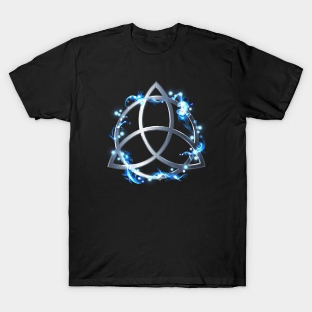 Blue Magic Triquetra Celtic Knot Retro Folk Cotton T-shirt