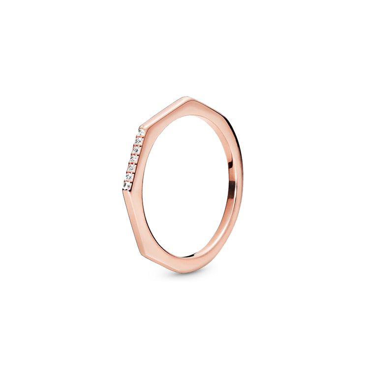 Pandora Rose Polygon Ring Women jewelry Rose-Gold 188343CZ 48