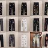 High Street Geborduurde Verweerde Rechterpijp Jeans Heren Dames - Vintage Gewassen Katoen Denim Broek