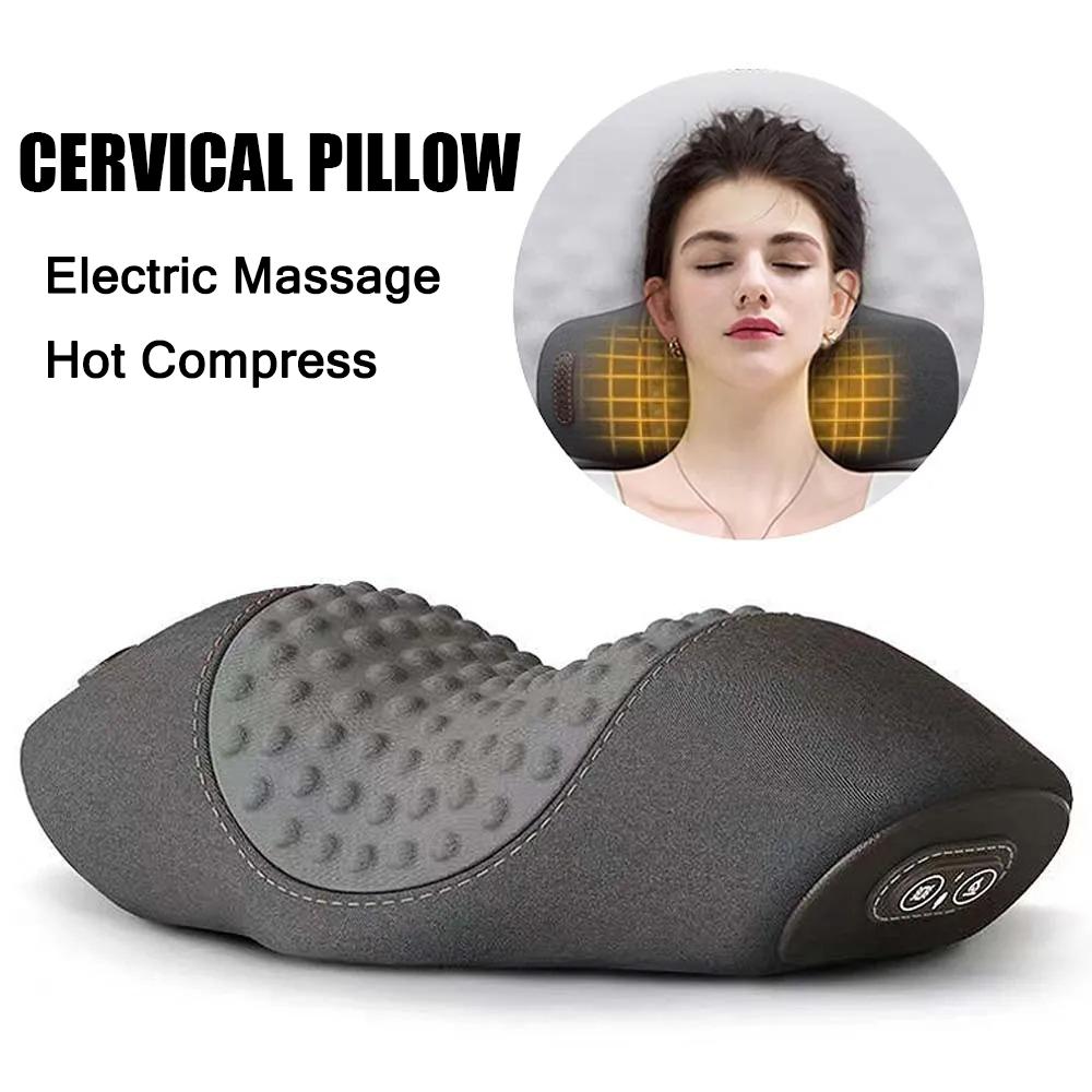 Electric Massager Cervical Pillow Memory Foam Neck Guard Hot Compress Vibration Multifunction Neck Massage Help Sleeping Memory