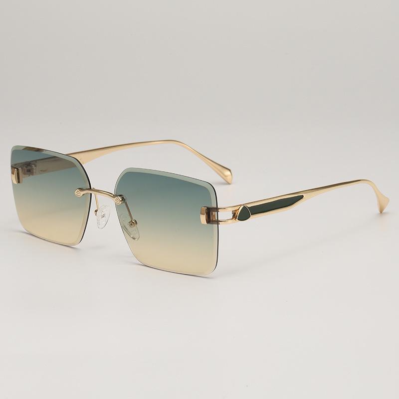European & American Frameless Gradient Sunglasses: Trendy Large Metal Frames