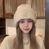 Big head circumference wool hat women's autumn and winter loose warm pile cold hat big face small knitted ear hat