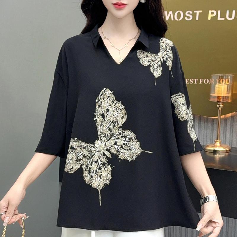 

Элегантные женские элегантные блузки летние топы больших размеров женские повседневные рубашки с коротким рукавом XL чёрный