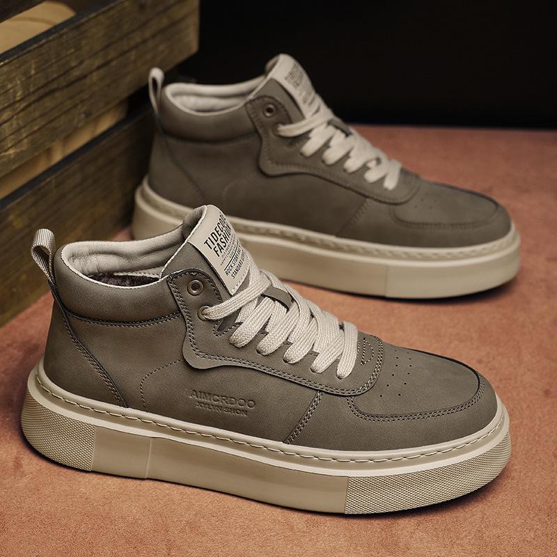 

Men s shoes 2024 winter new versatile fashion casual sports shoes youth high-top board shoes platform non-slip moisture shoes 44 хакі