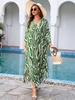 European & American Cotton Print Plus Size Loose Beach Dress Cover-Up for Women