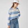 Zhaojun Women's Striped Mulberry Silk Blend Long-Sleeve Knit Top