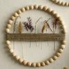 Yousheng Wood Bead Rope Wall Decoration Boho Farmhouse Rustic Round Plants Display Frame Wall Art Home Office Living Room Wall Ornament