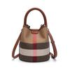 New Premium Canvas with Genuine Leather Women's Bag Fashion Versatile Cylinder Handheld One Shoulder Crossbody
