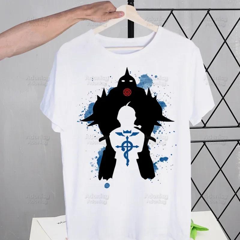 Fullmetal Alchemist Men's Tshirt Cute Printing Shirt Mens Fashion Anime Edward Elric T-Shirt For Men Casual Tops Short Sleeve