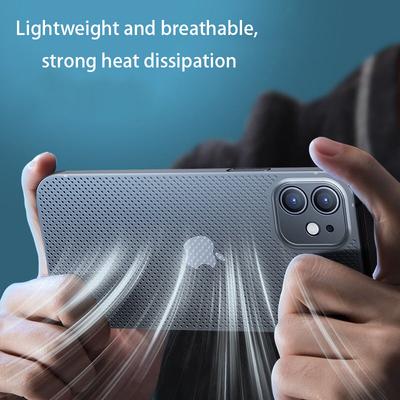 PP Phone Case for iPhone 12 6.1 inch,Ultra Thin Breathable Hollow Hole Heat Dissipation Mesh Back Cover