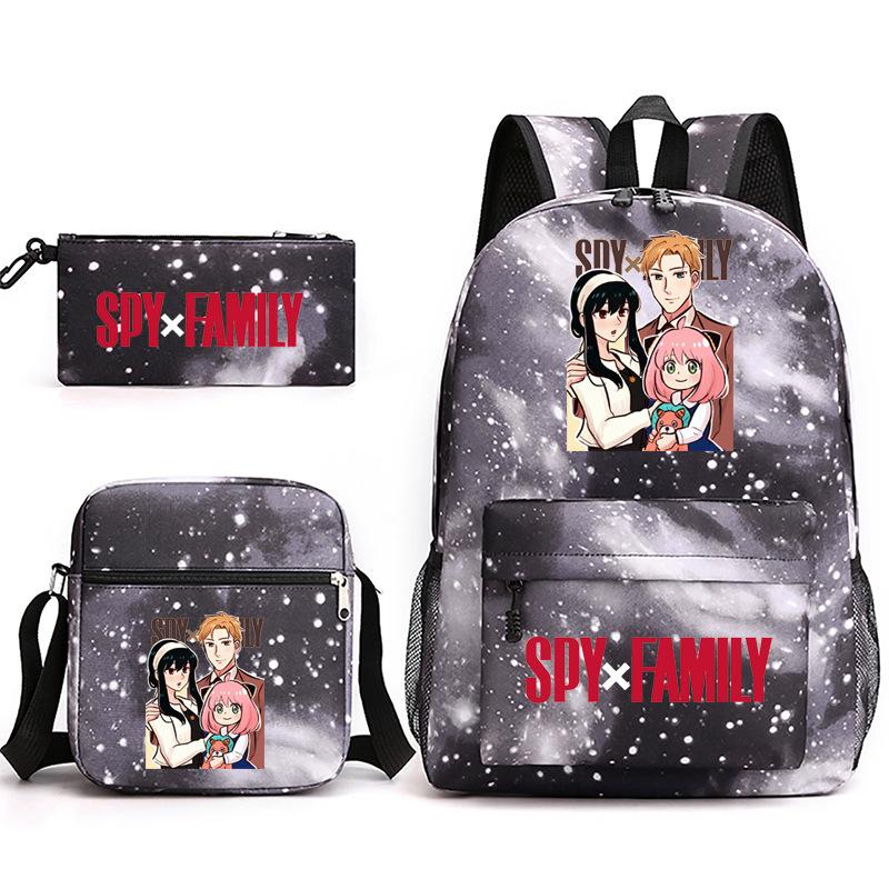 Spy Play House, Animation Periphery Backpack Student Schoolbag Satchel Pencil Case Three-Piece Set