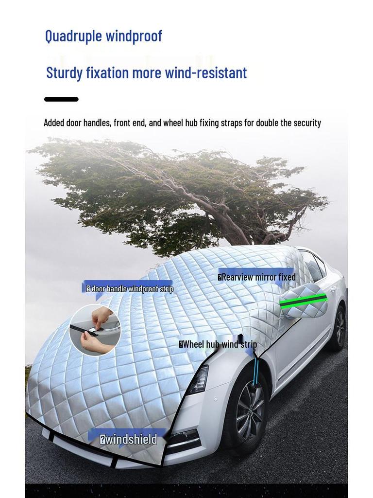 Universal Half Car Cover for Winter: Anti-Frost and Anti-Snow Protection for Front Windshield.