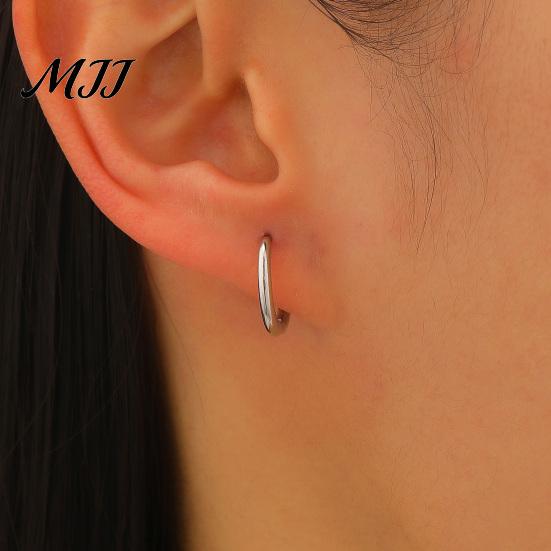 Alloy Earrings 3Pcs Round Hoop Classic Fashion with Diamond-encrusted Spring-Lock Closure Versatile Stackable Jewelry for Women
