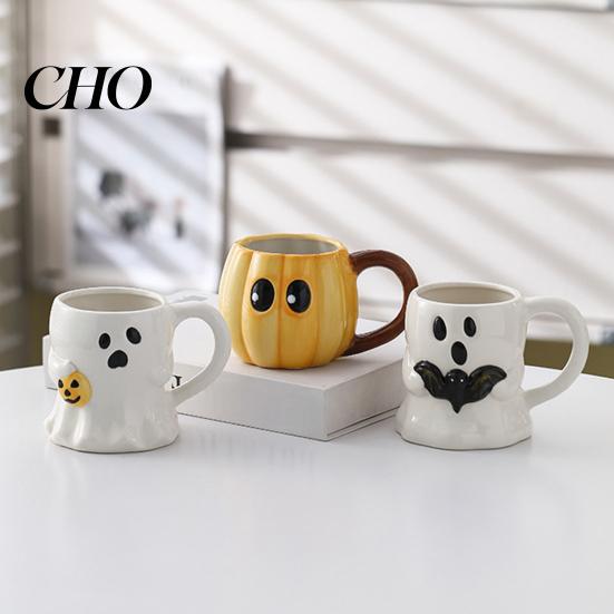 Keramik Fantasy Trinkgeschirr Halloween Tasse Niedliche Geist Kürbis Tasse Wiederverwendbar Gruselig Handgemacht Kaffee mit Deckel Einzigartige Partygeschenke Mit