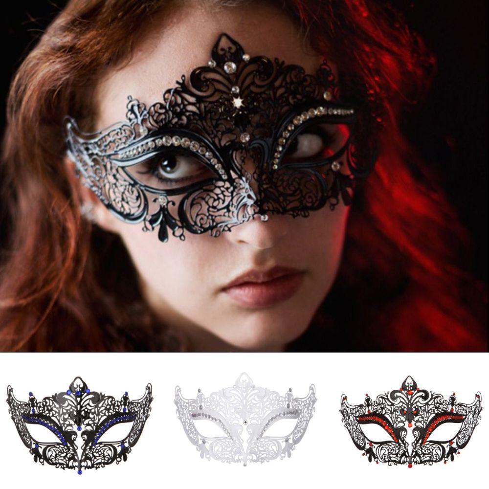Creative Retro Half Face Mask Rhinestone Metal Eye Mask Halloween Party Mask  Masquerade Jewelry