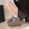 Big Round Toe Low Heel Single Shoes Autumn New Lace-Up Front Suede Anti-Slip Wear-Resistant Shoes