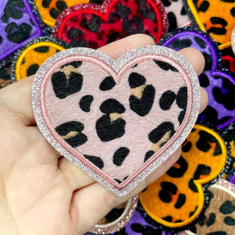 5pcs /Set Jackets Hats Sew /Ironing Embroidered Patches Love Leopard Print Gritt Patch Iron On Patches For Clothing Backpack Diy 