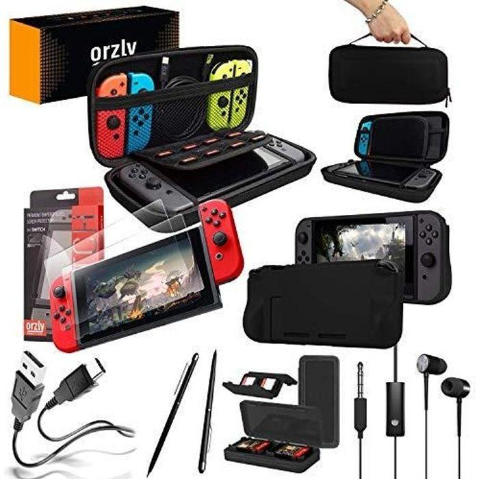 Accessoire Nintendo Switch - Orzly Ultimate Pack - Noir - Housse Gamebag - Filaire