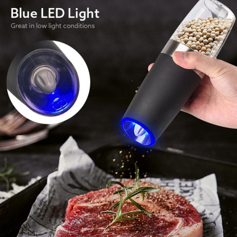 Electric Pepper Grinder Salt And Pepper Grinder Adjustable Coarseness Spice Mill With Led Light Kitchen Tool