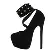 Women High Heel Fashion Metal Rivets Ankle Strap Platform Pumps Sandals Women Wedding Party Sexy Platform Stripper Design Shoes