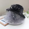 Elegant Lace Fisherman Hat for Women,  Breathable Sun Protection Bucket Hat, Vintage British Style with Mesh Floral Design