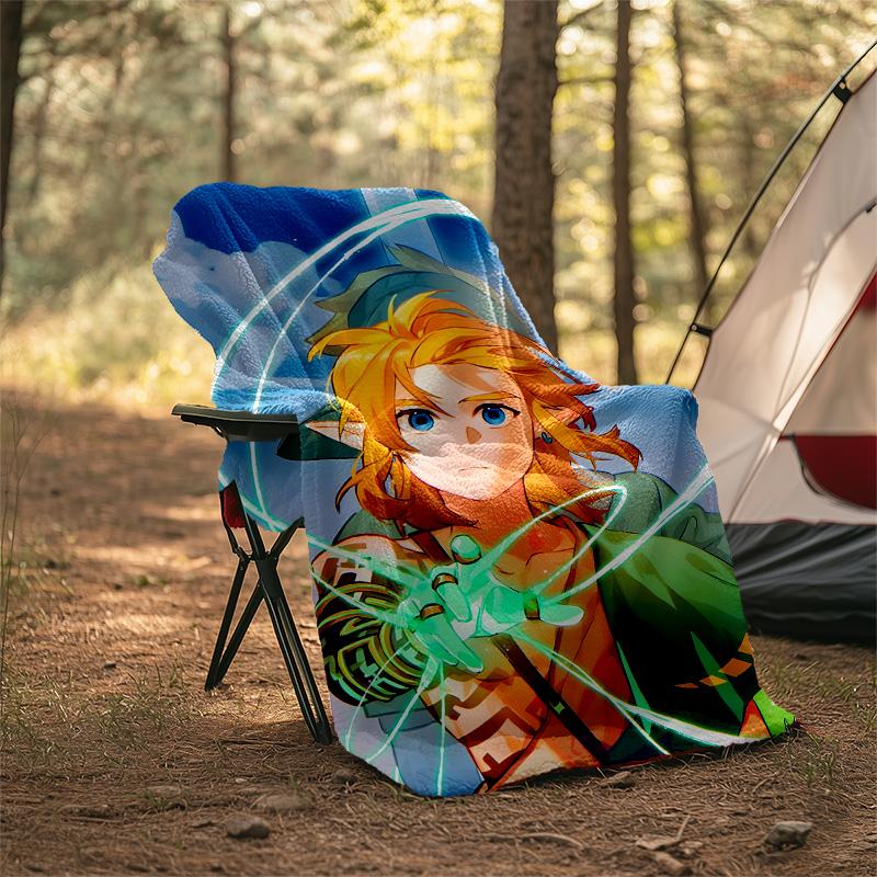 1pc Game Zelda Theme Blanket - Digital Print, Polyester, Cozy for All Seasons, Perfect for Outdoor, and Travel