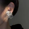 Korean Metal Silver Color Large Flower Earrings For Women Fashion Pearl Stud Earrings Sweet Girls Party Jewelry Accessories Gift