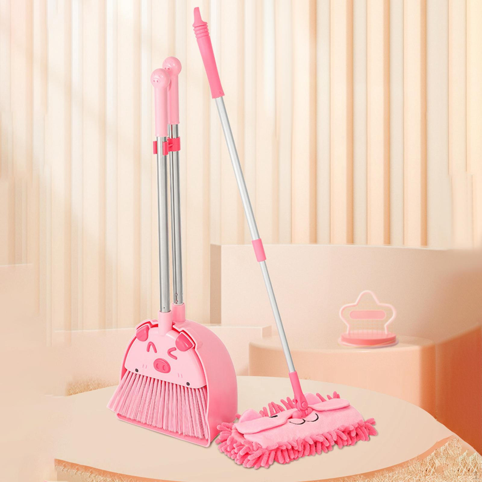 Kids Cleaning Toy Set Pretend Play Cute Educational Mini Broom and Dustpan Mop for