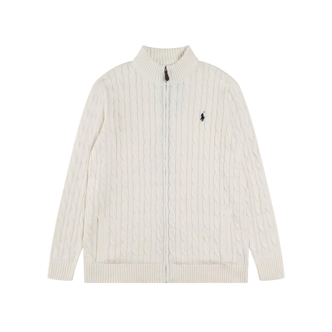 

25ss Autumn/Winter High-Quality Cable Knit Cardigan with Scannable Code and Embroidered Small Logo S білий