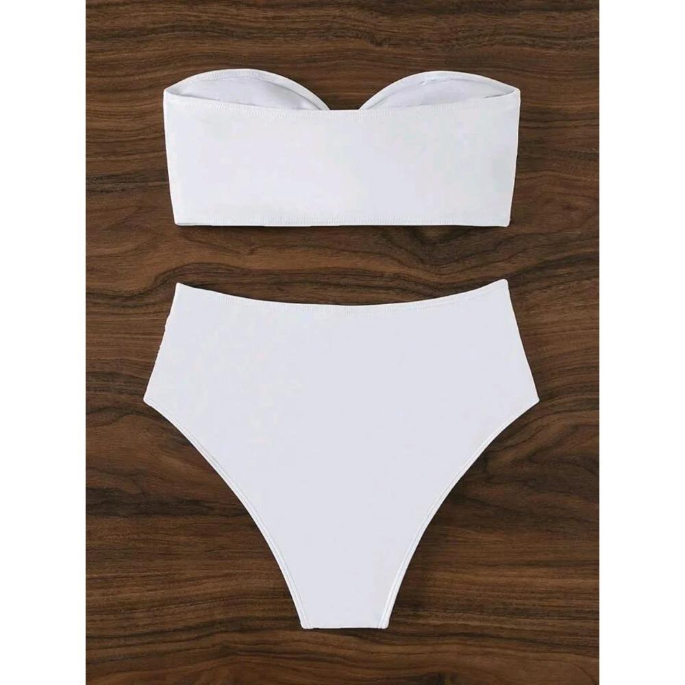 XS - L Kwiatowy Bikini Bandeau 3D Damski Kostium Kąpielowy Bikini z Wysokim Stanem Damska Odzież Kąpielowa Dwuczęściowy Zestaw Bikini Kostium Kąpielowy Swim Lady