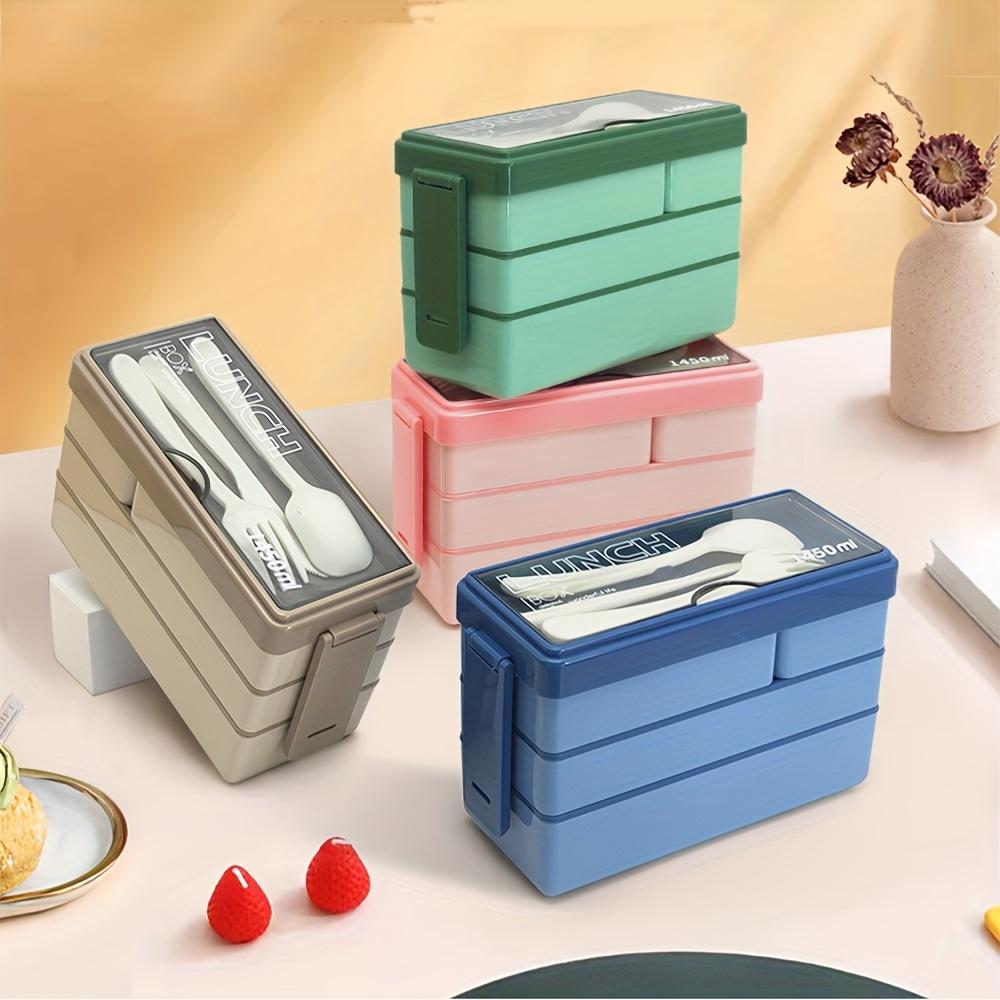 1450ML Bento Lunch Box Large Capacity Multi Layer Food Storage With Cutlery Stackable Leak-Proof Lunch Container Kitchen Supplie