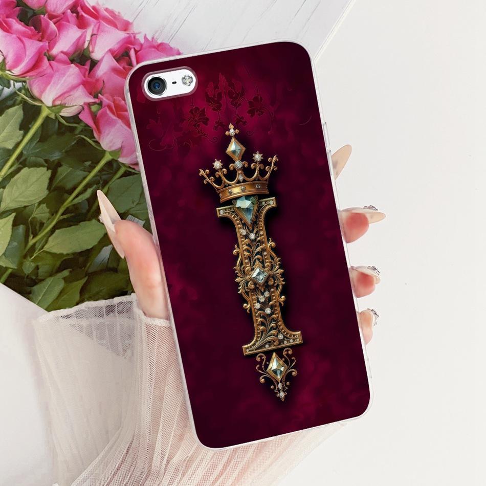 For iPhone 5 5s SE (2016) 4 4s Royal Crown Initial Letter Couple Phone Case For iPhone5 iPhone4 Soft Silicone TPU Covers Bumpers