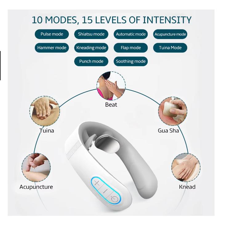 Pulse Neck Massager Electric Smart EMS Cervical Massagers TENS Pain Relief Relaxation Muscle Kneading Massage
