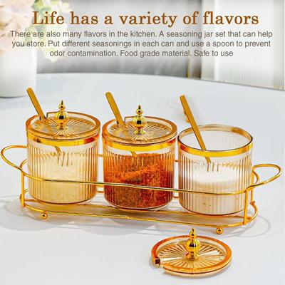 Seasoning Storage Jar With Lid And Spoon Kitchen Spices Box Seasoning Container Sugar Salt Pepper Jar For Home Restaurant Pantry