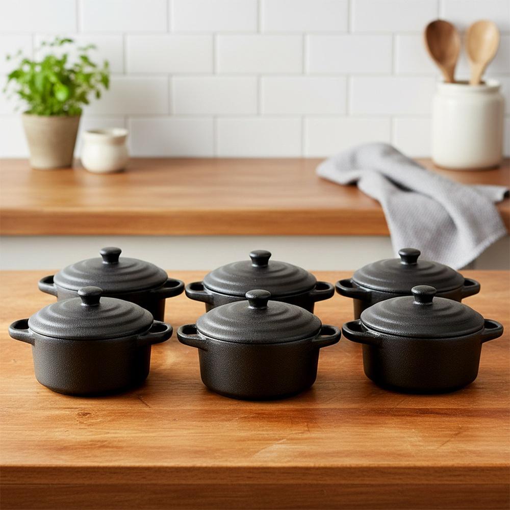 Porcelain Baking Bowls With Lid 450 Ml 6 Pcs.