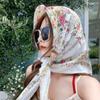 Pastoral retro floral linen triangle silk scarf women's spring and autumn literary tie code packet of the released version headscarf sunscreen shawl