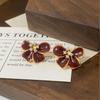 Retro Hong Kong Style Red Drip Oil Flower Earrings with Rhinestones - Luxurious Versatile Studs for Women