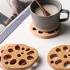 Wooden Coaster for Drinks Lotus Slices Shaped Cup Mat Heat-Resistant Coasters for Bar