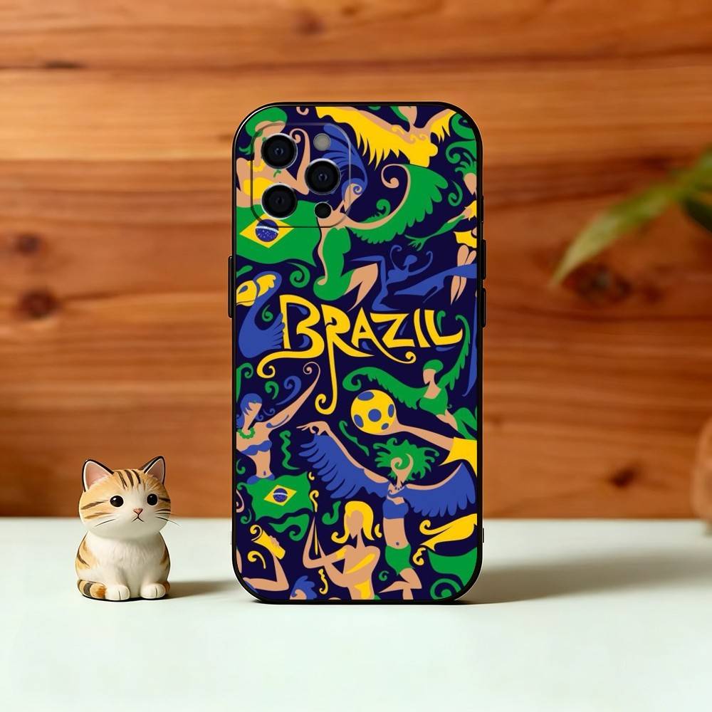B-Brazil B-Brazilian Flag Phone Case For iPhone 17, 16,15,14,13,12,11 Plus,Pro Max, Others Soft Black Cover