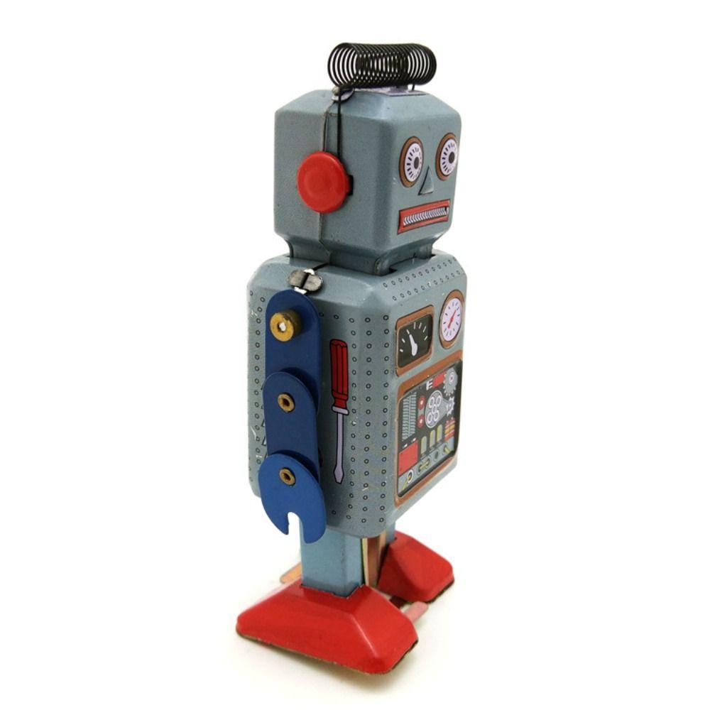 Drumming Robot Clockwork Walking Toy Retro Style Vintage Mechanical Clockwork  Christmas Gift