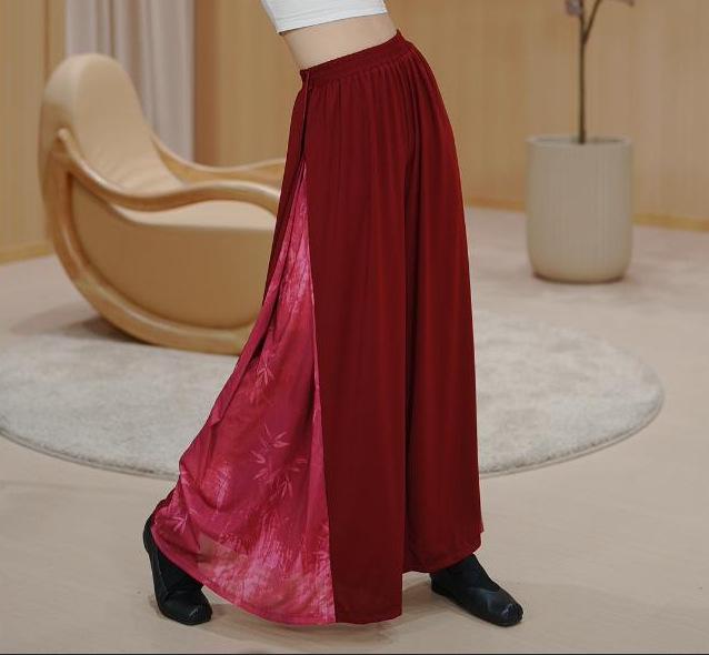 Women s Classical Chinese Style Flowy Dance Pants Skirt Medium