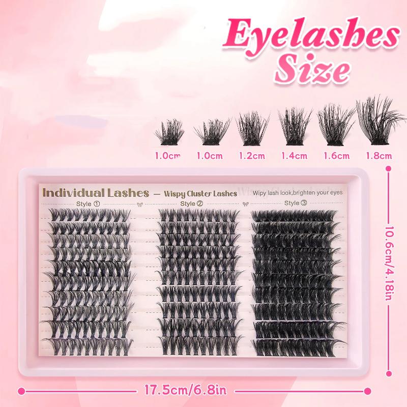 Eyelash Cluster Extensions Kit D Curl 10-18MM DIY Lashes Beginner Friendly Soft Natural Long Lasting Home Makeup Set