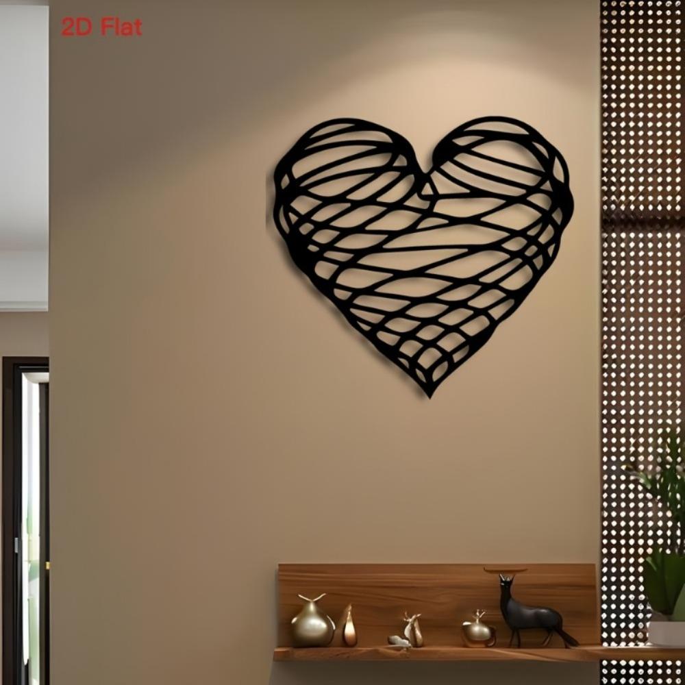 1pc Black Metal Heart Wall Art Modern Minimalist Iron Home Decor Intricate Design Elegant Valentine Gift for Couples Durable Bedroom Living Room