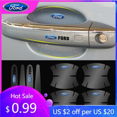 Car Sticker 8Pcs Car Anti-scratch Protective Film Door Handle Bowl Logo Sticker for Ford Focus Mustang Fiesta Mk7 C-max Galaxy K