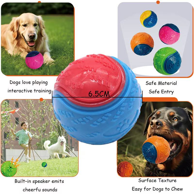 Glow Dog Ball Squeaky Dog Toy Ball, Dog Rubber Ball Toys for Small and Medium Dogs, Durable Dog Fetch Toys Puppy Chew Toys