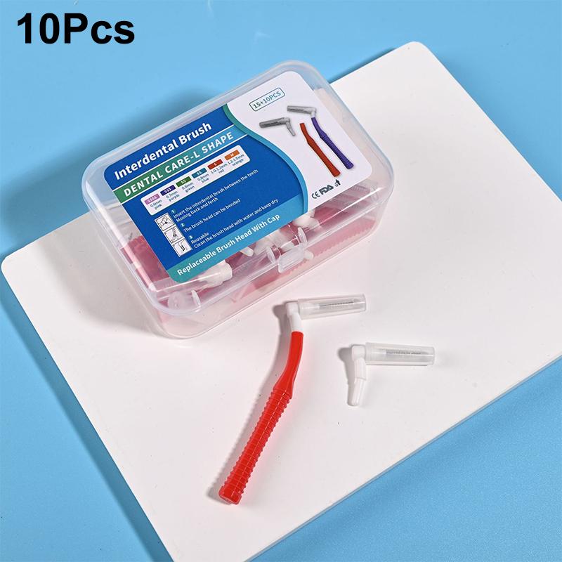 Replaceable Interdental Brush With Dust Cover Soft Mini Brush L-type Tooth Floss Cleaning Between Teeth Oral Care Toothpicks