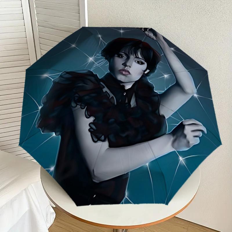 1pc Wednesday Automatic Folding Umbrella] Durable Iron Frame & Rod, Portable Folding, Makes a Great Holiday Gift yy251016279