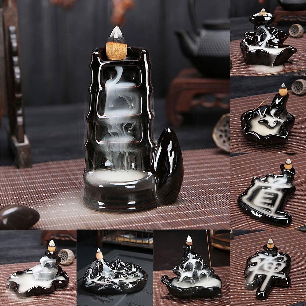 Ornaments Home Decor Aromatherapy Elegant Craft Backflow Ceramic Holder Incense Burner Smoke Censer