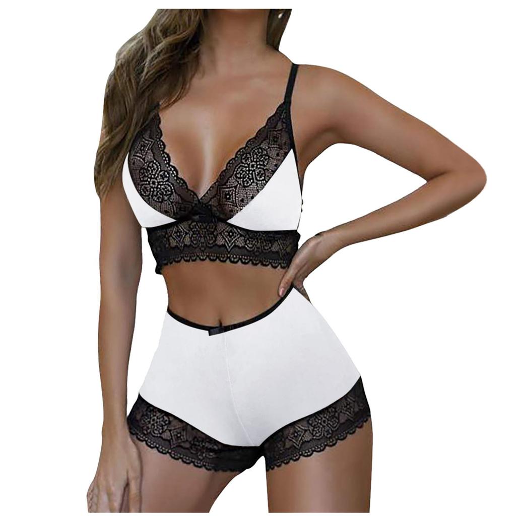Women Bra Color Suit Lace Edge Shorts Suit No Rims Underwears