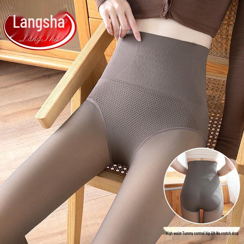 Langsha Women's Faux Sheer Fleece Lined Tights